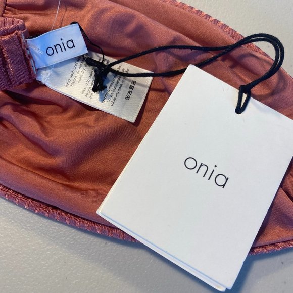 ONIA 2-PIECE BIKINI SWIM SUIT SHIMMER RIB DUSTY ROSE WOMENS M/L - Picture 3 of 8